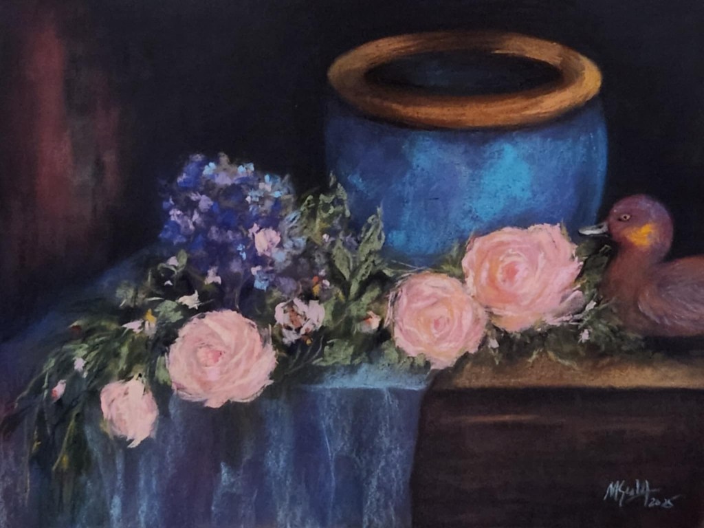 Artist: Marj Sula-Aquino Title: Still Blue Medium: Pastel on sanded paper Size: 18” x 24” Year: 2025 Price: Php 40,000